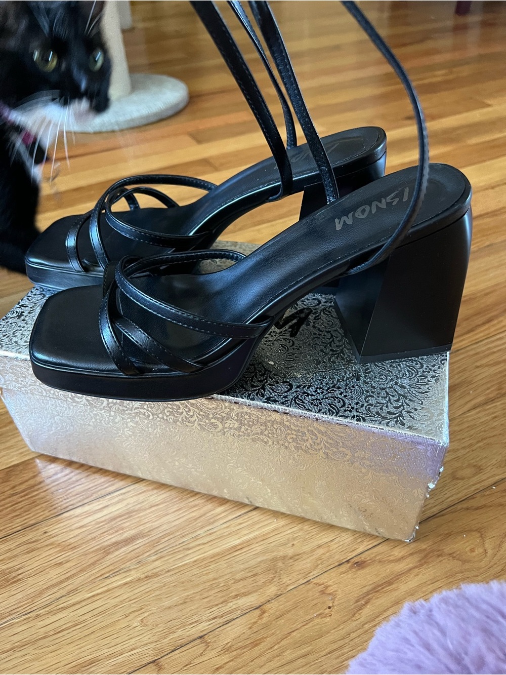 MSI Black Strappy Block Platform Sandals